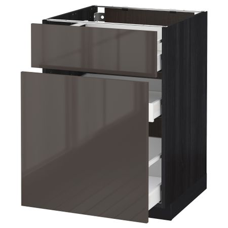Напольный шкаф, выдвижной секцией, ящик МЕТОД / МАКСИМЕРА, черный, Рингульт серый