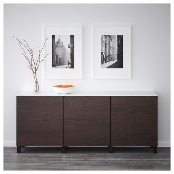 Комбинация для хранения с дверцами БЕСТО, черно-коричневый, Инвикен черно-коричневый (180x42x74 см) - схема-чертеж с размерами