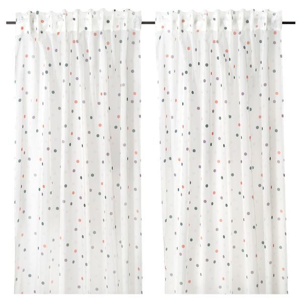 Гардины, 2 шт., точечный разноцветный 145x300 см IKEA KARLOTTE КАРЛОТТЕ 604.472.91 - фото 1