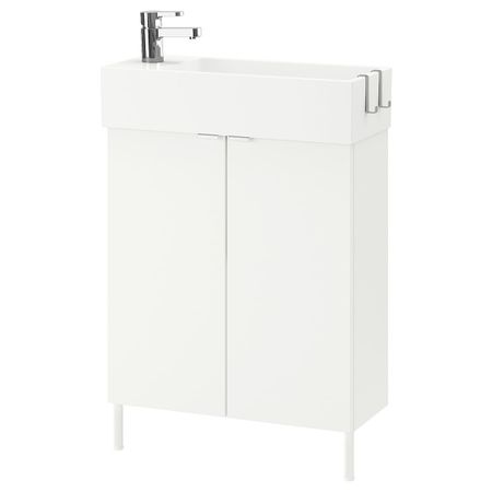 Шкаф под раковину с 2 дверц, белый/ЭНСЕН смеситель 62x27x88 см IKEA LILLÅNGEN ЛИЛЛОНГЕН 692.940.43