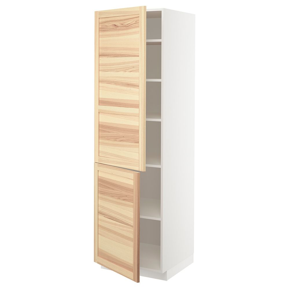Высокий шкаф с полками, 2 дверцы, белый/Торхэмн ясень 60x60x200 см IKEA METOD МЕТОД 692.326.96 - схема-чертеж с размерами