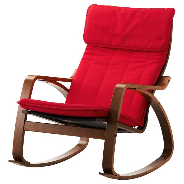 Кресло-качалка ПОЭНГ, классический коричневый, Ранста красный - фото 1