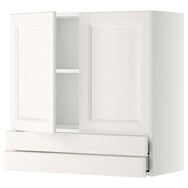 Навесной шкаф, 2 дверцы, 2 ящика МЕТОД / МАКСИМЕРА, белый, Лаксарби белый - фото 1