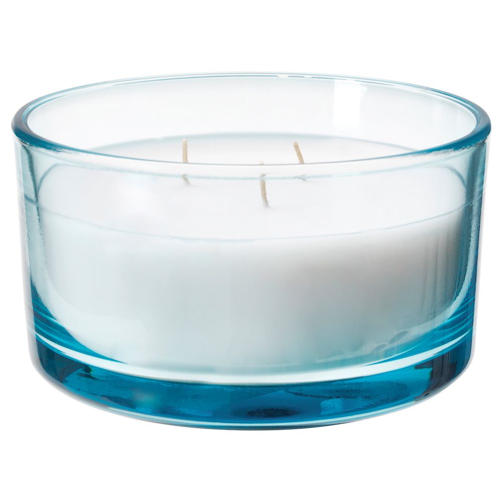 Ароматич свеча в стакане, 3 фитиля СОММАР 2016, Свежее белье, синий (7 см) - фото 1