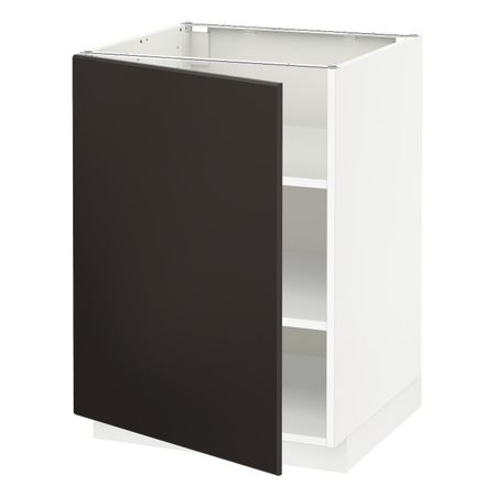 Напольный шкаф с полками, белый/Кунгсбакка антрацит 60x60 см IKEA METOD МЕТОД 492.195.73
