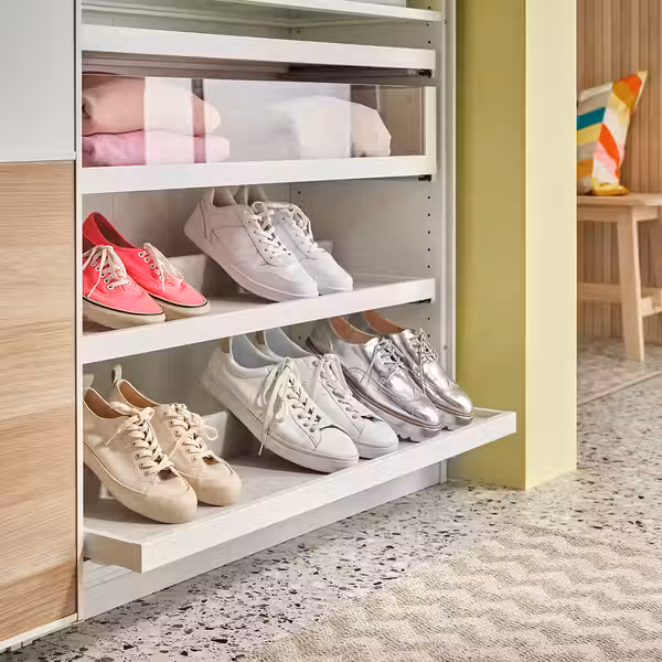 KOMPLEMENT Выдвижная полка с вставкой д/обуви - белый/светло-серый 100x35 см - фото 3