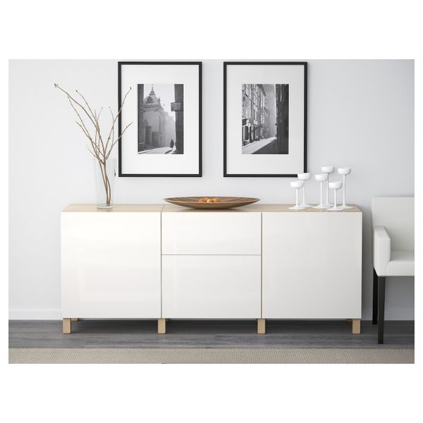 Комбинация для хранения с ящиками, под беленый дуб/сельсв/стуббарп глянцевый, белый 180x42x74 см IKEA BESTÅ БЕСТО 694.127.20 - фото 6