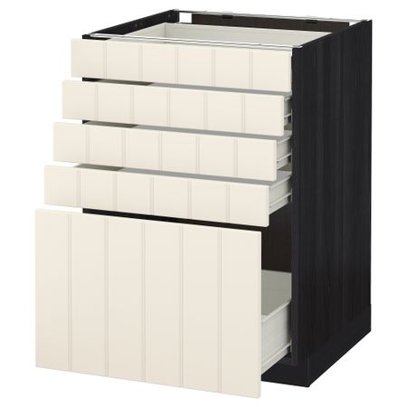 Напольный шкаф с 5 ящиками МЕТОД / ФОРВАРА, черный, Хитарп белый с оттенком