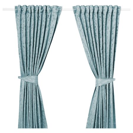 Гардины с прихватом, 2 шт., синий 145x300 см IKEA LISABRITT ЛИЗАБРИТТ 203.967.12