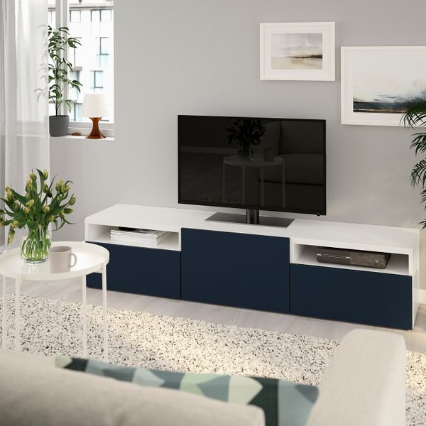 Тумба под ТВ, белый/Нотвикен синий 180x42x39 см IKEA BESTÅ БЕСТО 193.283.90 - фото 2