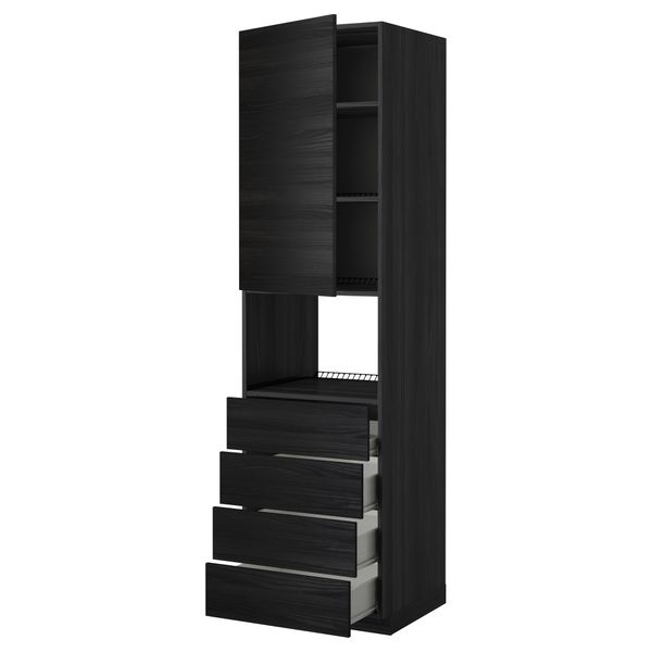 Высокий шкаф для духовки, дверца, 4 ящика МЕТОД / ФОРВАРА, черный, Тингсрид черный - фото 1