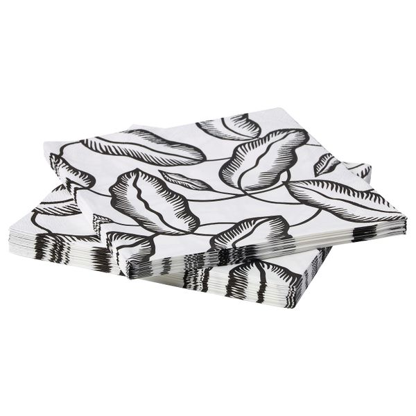 Салфетка бумажная, белый, черный лист 33x33 см IKEA AVSIKTLIG АВСИКТЛИГ 203.544.82 - фото 1