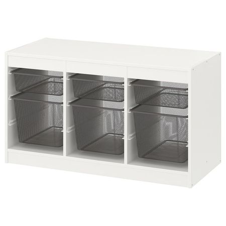 TROFAST Комбинация д/хранения+контейнеры - белый/темно-серый 99x44x56 см