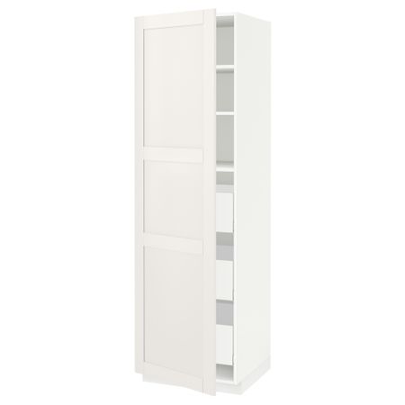 Высокий шкаф с ящиками МЕТОД / МАКСИМЕРА, белый, Сэведаль белый