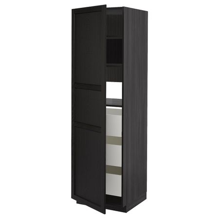 Высокий шкаф с ящиками, черный, Лерхюттан черная морилка, 60x60x200 см IKEA МЕТОД / МАКСИМЕРА 492.615.62