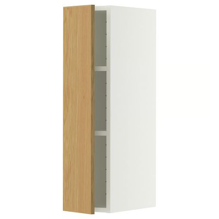 METOD Навесной шкаф с полками - белый/Sinarp дубовый шпон 20x80 см