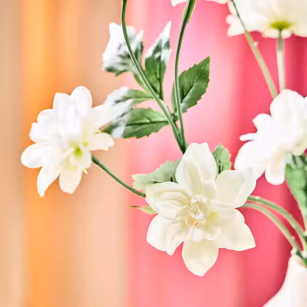 SMYCKA Цветок искусственный - д/дома/улицы Георгин/белый 66 см - схема-чертеж с размерами