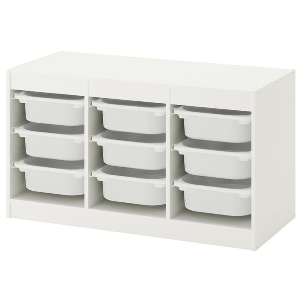 Комбинация для хранения + контейнеры, белый, белый, 99x44x56 см IKEA TROFAST ТРУФАСТ 292.284.70 - фото 1