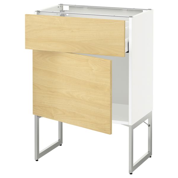 Напольный шкаф с ящиком, дверью МЕТОД / МАКСИМЕРА, белый, Тингсрид береза - схема-чертеж с размерами