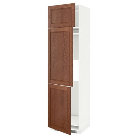 Высокий шкаф для холодильника или морозильника, с 3 дверями МЕТОД, белый, Филипстад коричневый