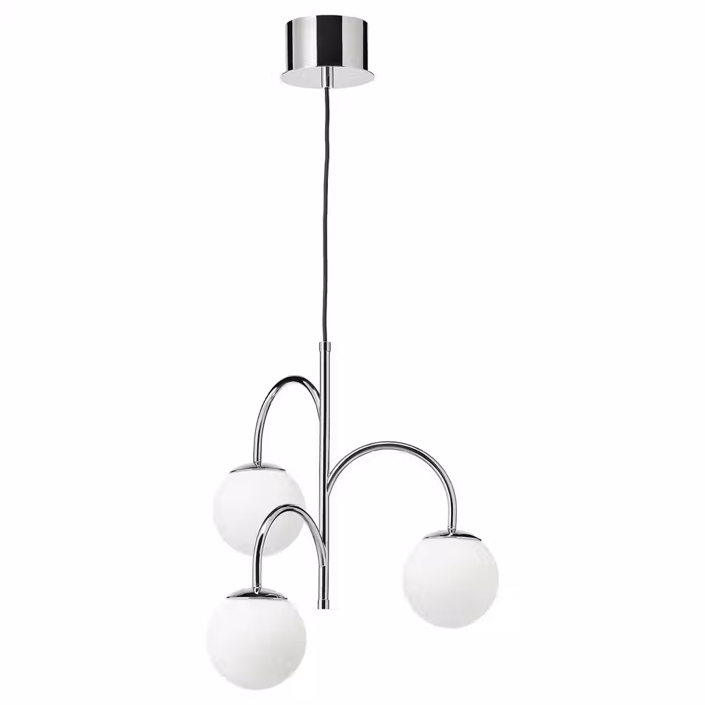SIMRISHAMN Подвесной светильник, 3-рожк - хромированный/молочный стекло 55 см - фото 1
