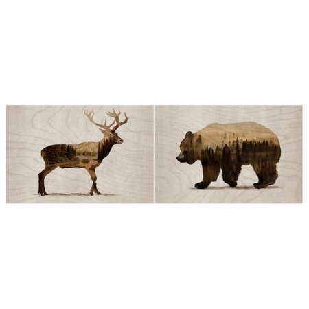 Картина, 2 шт, Дикие животные II 30x20 см IKEA BJÖRNAMO БЬЁРНАМО 304.861.04