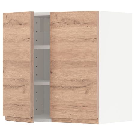 Навесной шкаф с полками/2дверцы, белый/Воксторп под дуб 60x60 см IKEA METOD МЕТОД 694.471.35