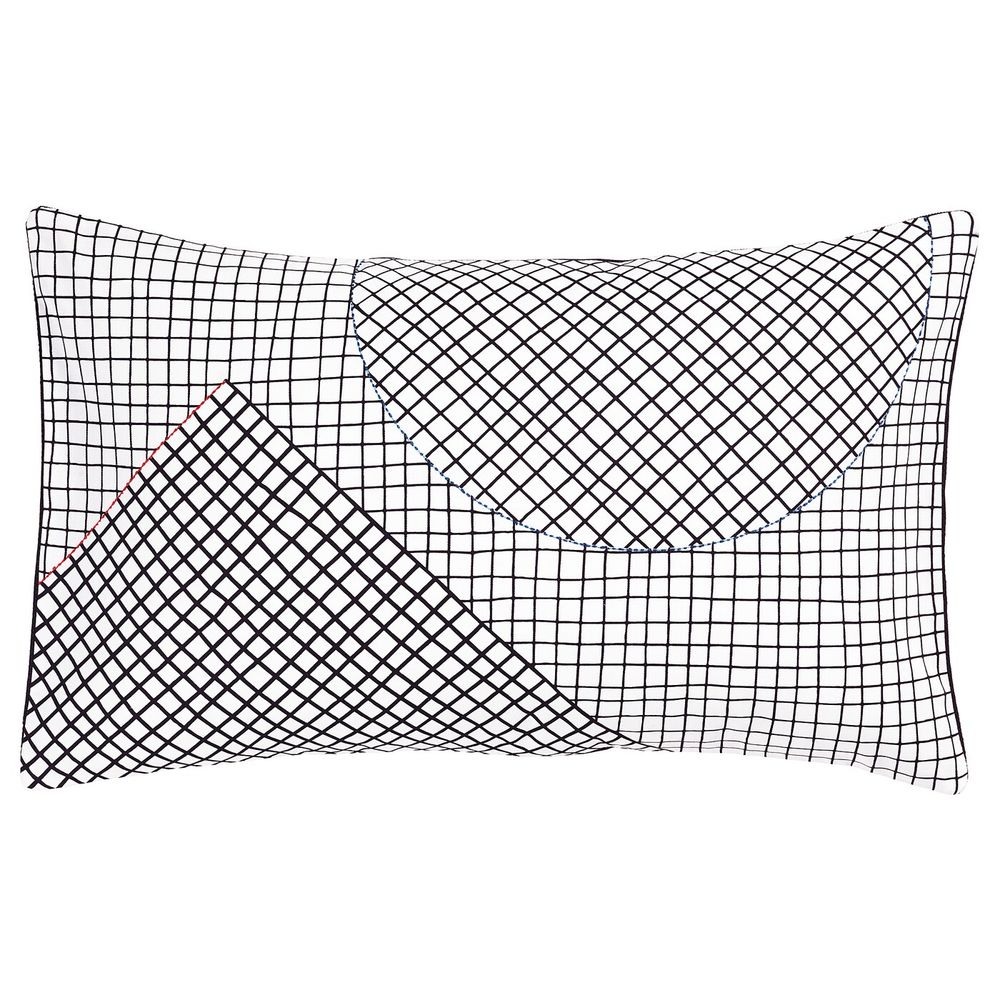 Чехол на подушку, ручная работа белый, черный 40x65 см IKEA ХАНТВЕРК 704.499.54 - фото 1