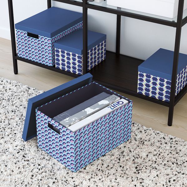 Коробка с крышкой, синий/разноцветный 25x35x20 см IKEA TJENA ТЬЕНА 604.678.49 - фото 4