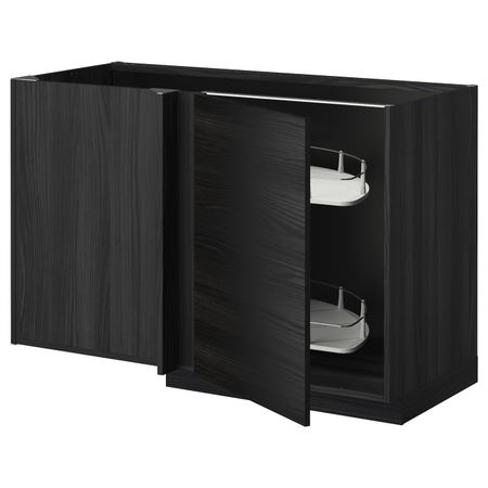 Угловой напольный шкаф с выдвижной секц, черный, Тингсрид черный 128x68 см IKEA МЕТОД 992.318.79