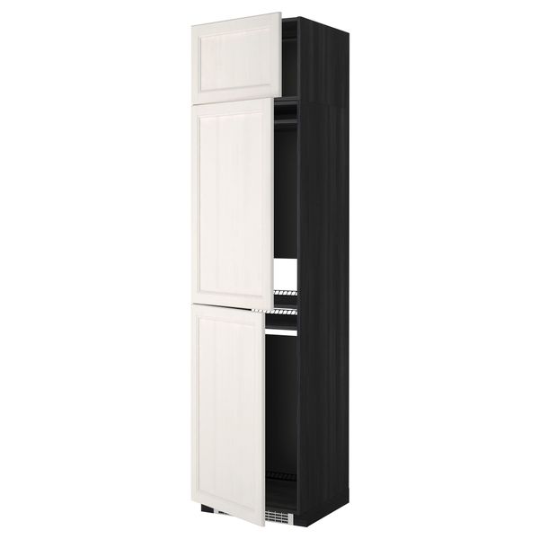 Высокий шкаф для холодильника или морозильника, с 3 дверями МЕТОД, черный, Лаксарби белый (60x60x240 см) - схема-чертеж с размерами