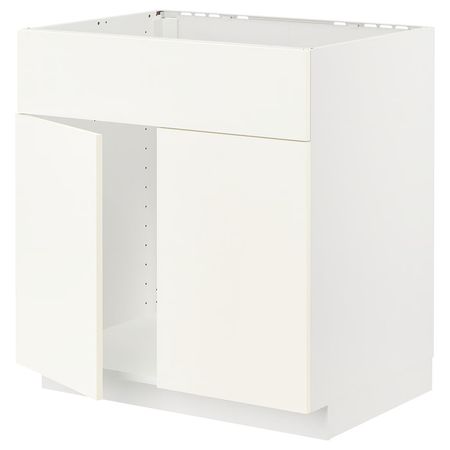 METOD Шкаф под мойку/2 двери/фасад - белый/Vallstena белый 80x60 см