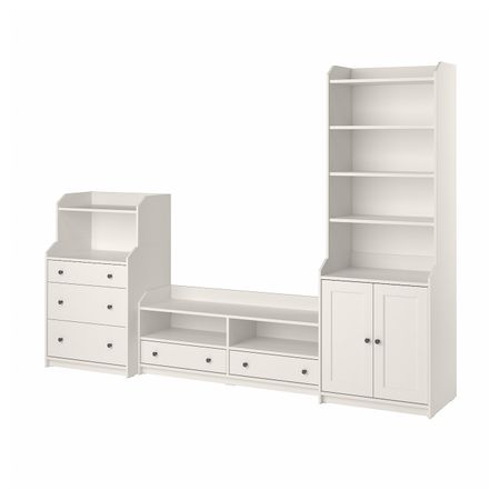 Комбинация для хранения/под ТВ, белый 277x46x199 см IKEA HAUGA ХАУГА 593.887.25