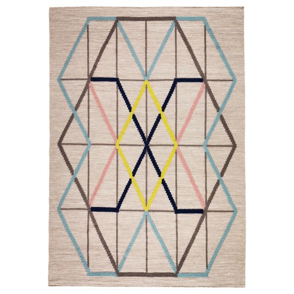 Ковер, безворсовый ИКЕА ПС 2014, разноцветный ручная работа разноцветный (128x180 см) - фото 1