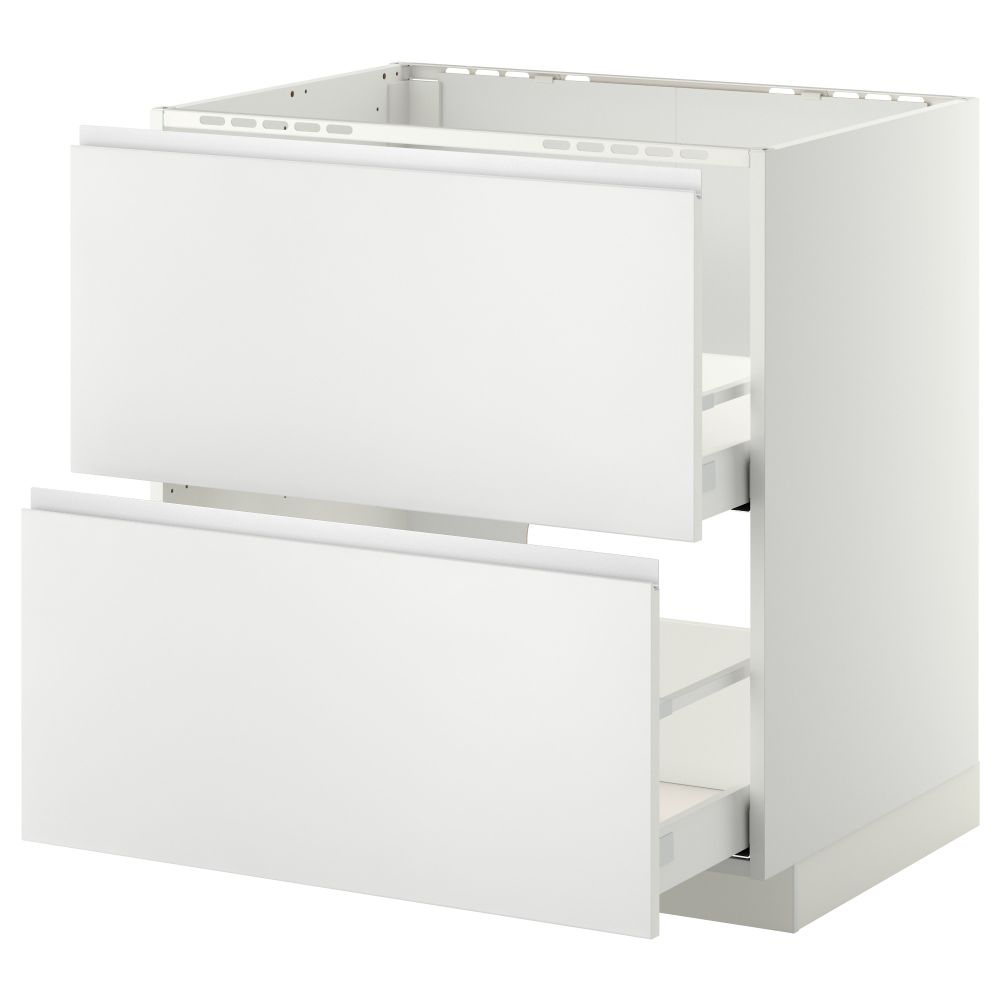 Напольный шкаф под мойку + 2 фронтальных панели, 2 ящика МЕТОД / МАКСИМЕРА, белый, Нодста белый - схема-чертеж с размерами