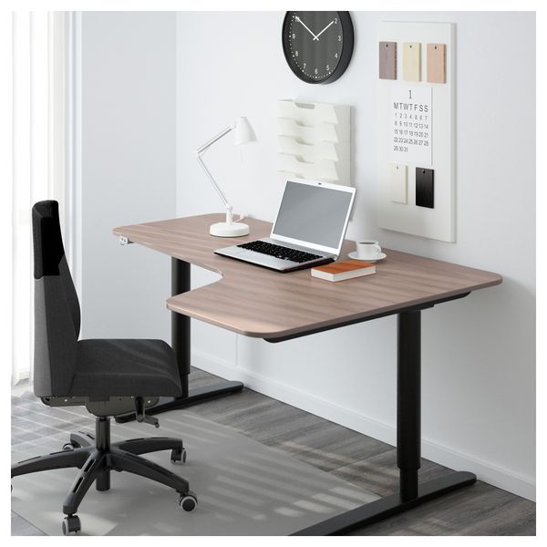 Угловой письменный стол правосторонний, трансформатор БЕКАНТ, серый, черный (160x110 см) - фото 2