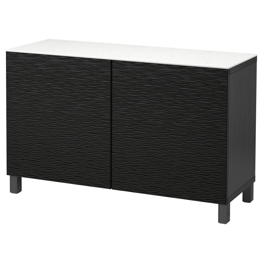 Комбинация для хранения с дверцами БЕСТО, черно-коричневый, Лаксвикен черный (120x42x74 см) - фото 1