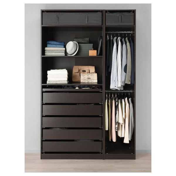 Гардероб, черно-коричневый 150x58x236 см IKEA ПАКС 592.278.03 - фото 1