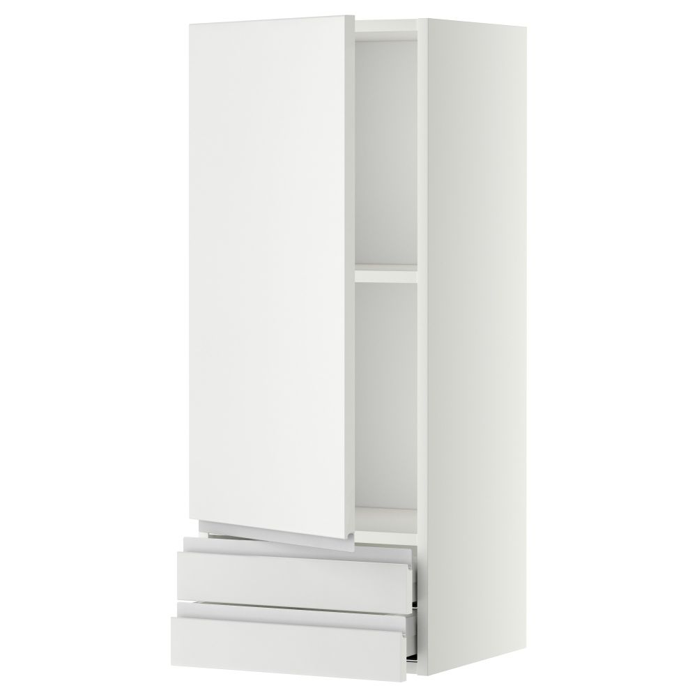 Навесной шкаф с дверцей, 2 ящика МЕТОД / МАКСИМЕРА, белый, Нодста белый - фото 1