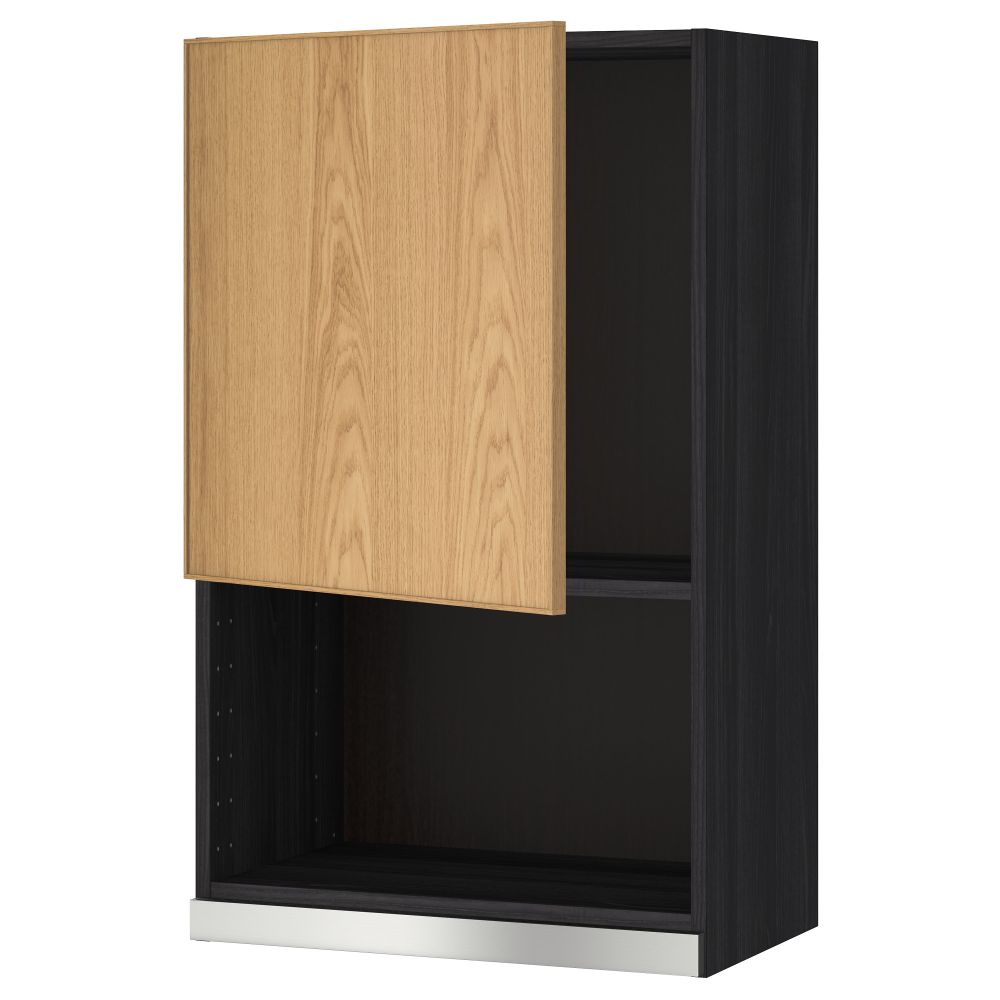 Навесной шкаф для СВЧ-печи МЕТОД, черный, Экестад дуб - схема-чертеж с размерами