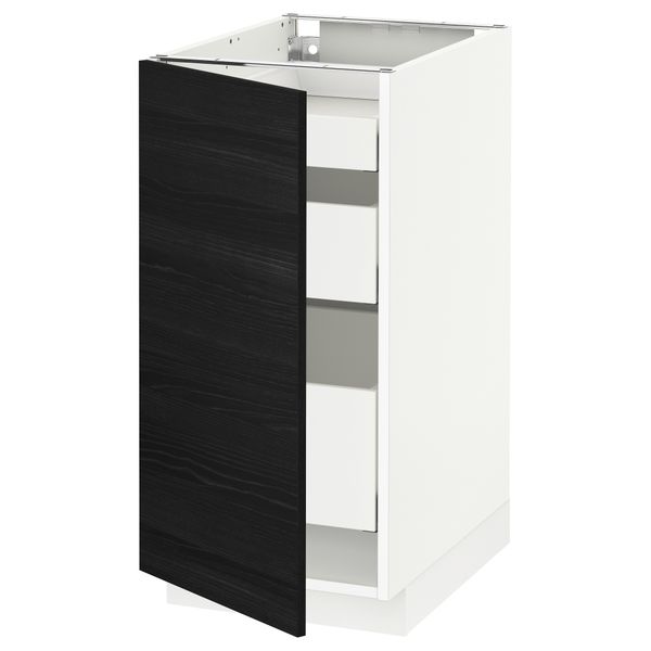 Напольный шкаф с 1 дверцей, 3 ящика МЕТОД / МАКСИМЕРА, белый, Тингсрид черный - схема-чертеж с размерами