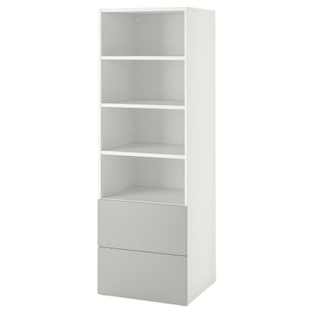 Стеллаж, белый серый с 2 ящиками, 60x57x181 см IKEA PLATSA ПЛАТСАA ПЛАТСА, SMÅSTAD СМОСТАД 994.832.83