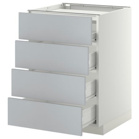 Напольный шкаф, 4 фронтальных панели, 4 ящика МЕТОД / ФОРВАРА, белый, Веддинге серый