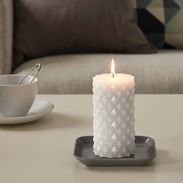 Неароматическая свеча формовая, светло-серый 14 см IKEA SAMTYCKA САМТИККА 104.881.80 - фото 3