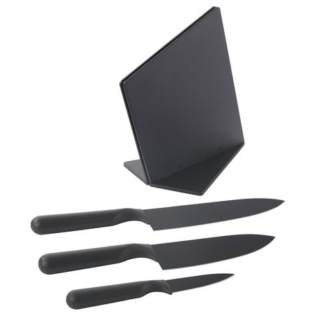 3 ножа+подставка, черный IKEA JÄMFÖRA ЭМФЁРА 603.494.79