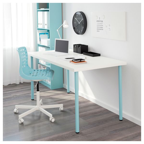 Стол ЛИННМОН / АДИЛЬС, белый, светлая бирюза (150x75 см) - схема-чертеж с размерами