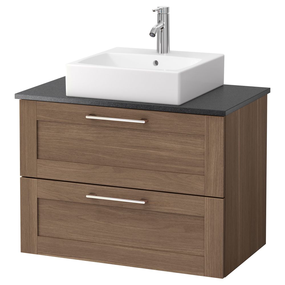 Шк п-раковину/столешн45x45/раковина ГОДМОРГОН/АЛДЕРН / ТОРНВИКЕН, под грецкий орех, черный (82x49x72 см) - фото 1