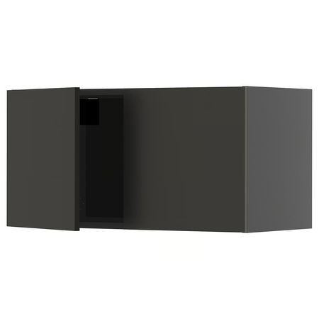 METOD Навесной шкаф с 2 дверцами - черно-серый/Nickebo матовый антрацит 80x40 см