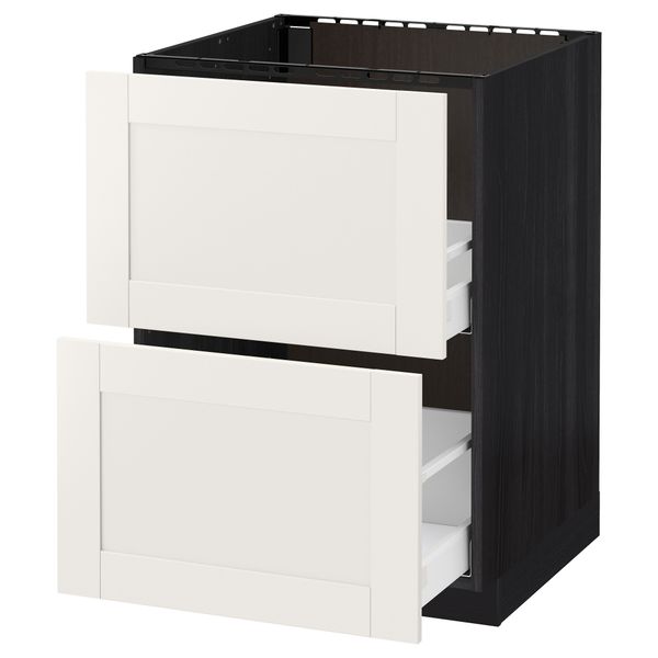 Напольный шкаф под мойку + 2 фронтальных панели, 2 ящика МЕТОД / МАКСИМЕРА, черный, Сэведаль белый - схема-чертеж с размерами