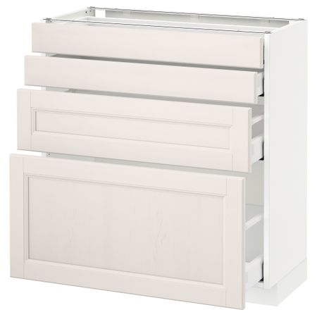 Напольный шкаф 4 фронтальных панели, 4 ящика МЕТОД / МАКСИМЕРА, белый, Лаксарби белый